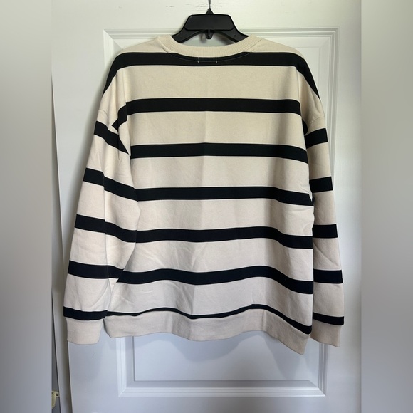 Stradivarius women's Crewneck Sweater - Black and Cream Stripes - Picture 2 of 3